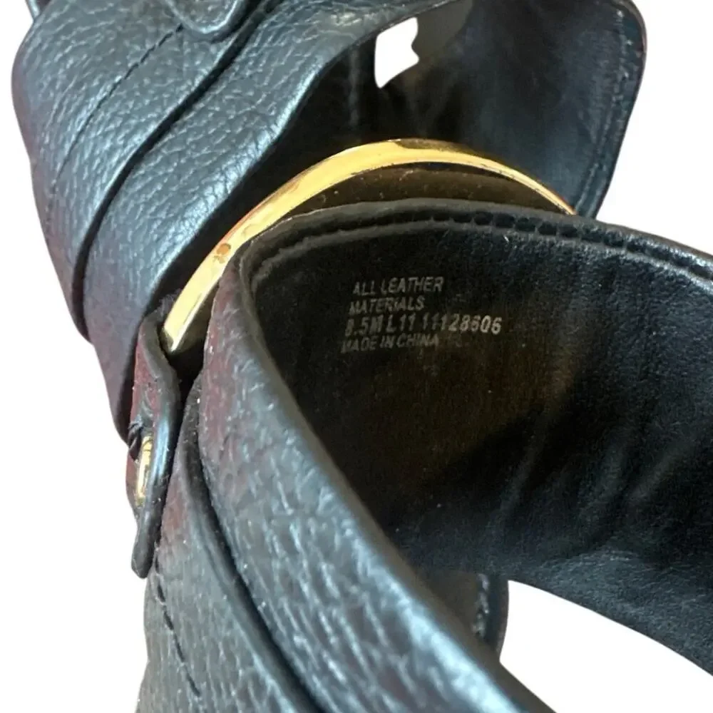 Tory Burch Amanda Thong Sandals Black Pebbled Leather 8.5 - Picture 7 of 11